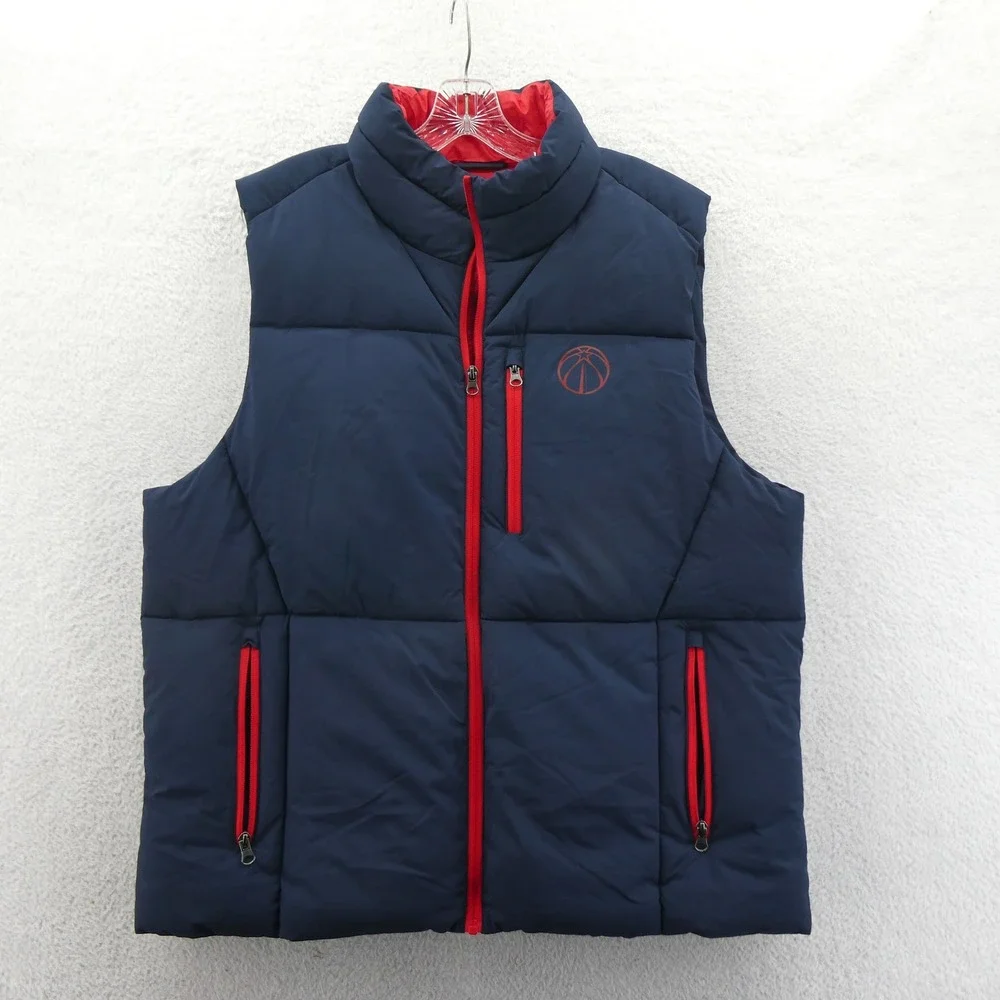 G-III Vest Mens Large NBA‎ Washington Wizards Navy Blue Red Puffer Full Zip Y2K